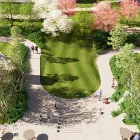 Top Down View of Exterior Walkway and Greenery